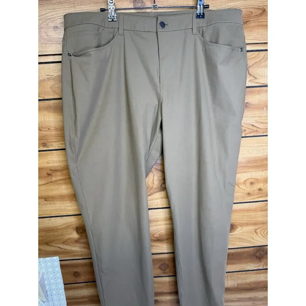 Men's Lululemon Performance Commission Chino Pants Size 38 Tan Golf Khaki